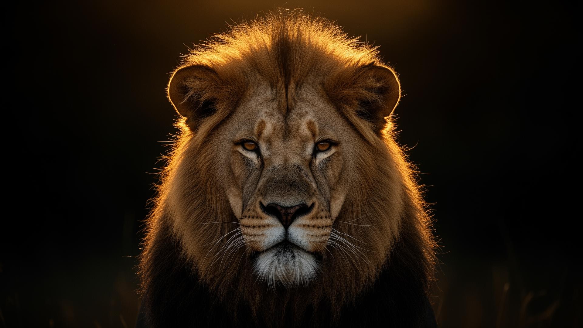 Leão majestoso ao entardecer